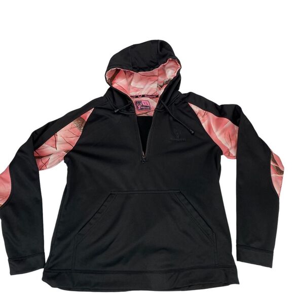 Oaktree Huntworth Women's XL Long-Sleeve Pink Camo 1/4 Zip Pullover Hoodie - Picture 1 of 14